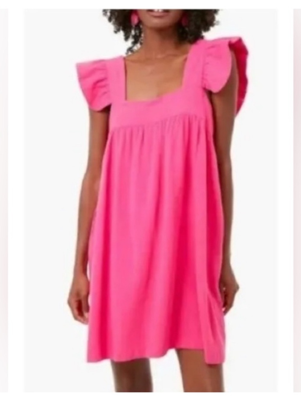 Pomander Place Hot Pink Ruffle-Sleeve Mini Dress